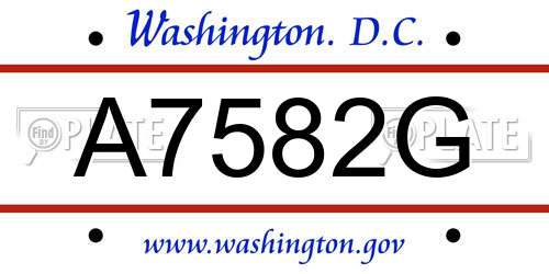 A7582G District Of Columbia License Plate