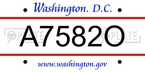 A7582O District Of Columbia License Plate
