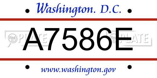 A7586E District Of Columbia License Plate