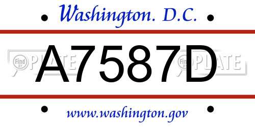 A7587D District Of Columbia License Plate