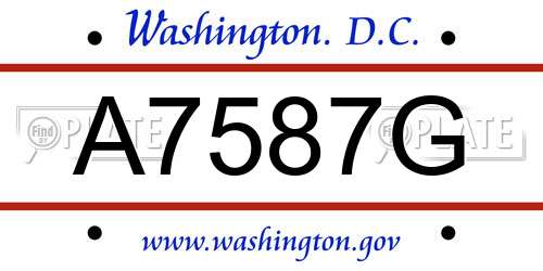 A7587G District Of Columbia License Plate