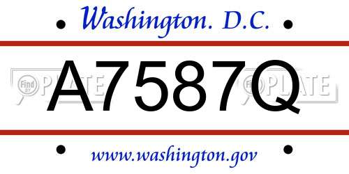 A7587Q District Of Columbia License Plate