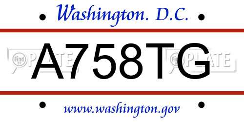 A758TG District Of Columbia License Plate