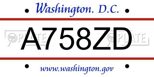 A758ZD District Of Columbia License Plate