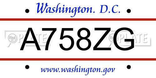 A758ZG District Of Columbia License Plate