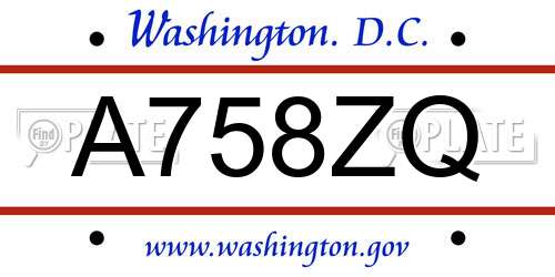 A758ZQ District Of Columbia License Plate