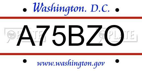 A75BZO District Of Columbia License Plate