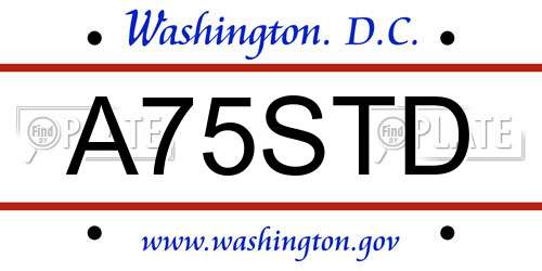 A75STD District Of Columbia License Plate