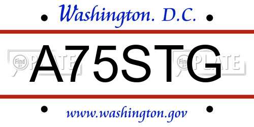 A75STG District Of Columbia License Plate