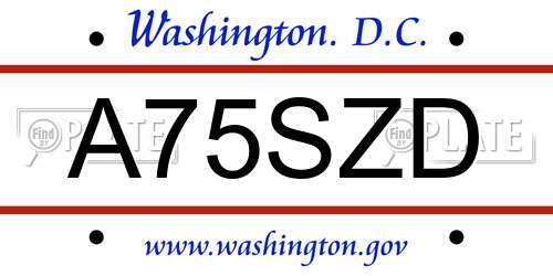 A75SZD District Of Columbia License Plate