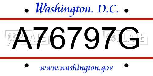 A76797G District Of Columbia License Plate