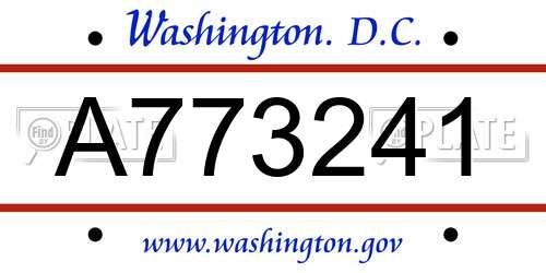A773241 District Of Columbia License Plate