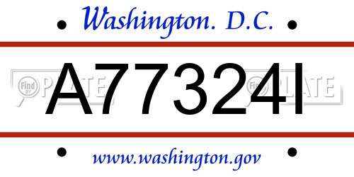 A77324I District Of Columbia License Plate