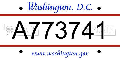 A773741 District Of Columbia License Plate