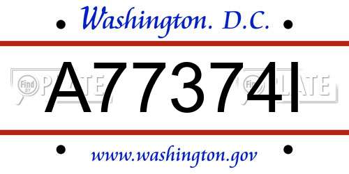 A77374I District Of Columbia License Plate