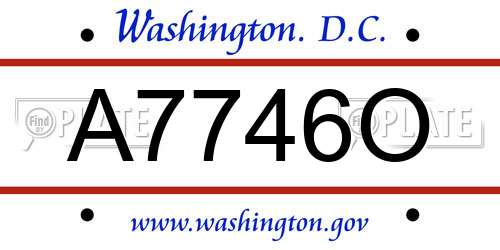 A7746O District Of Columbia License Plate