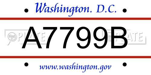 A7799B District Of Columbia License Plate