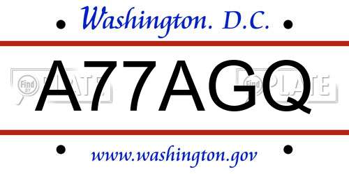 A77AGQ District Of Columbia License Plate