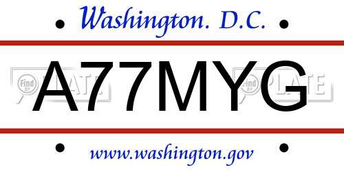 A77MYG District Of Columbia License Plate