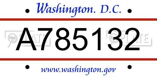 A785132 District Of Columbia License Plate