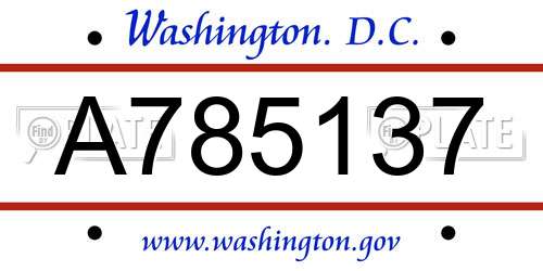 A785137 District Of Columbia License Plate