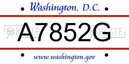 A7852G District Of Columbia License Plate
