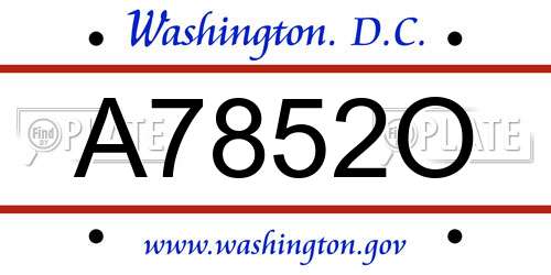 A7852O District Of Columbia License Plate