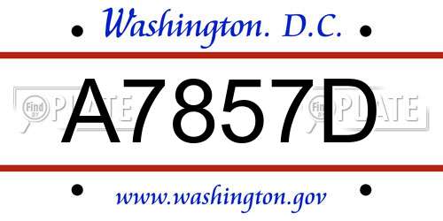 A7857D District Of Columbia License Plate