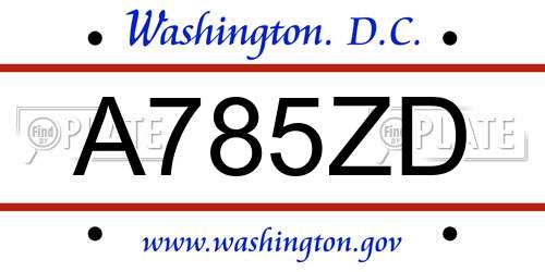 A785ZD District Of Columbia License Plate