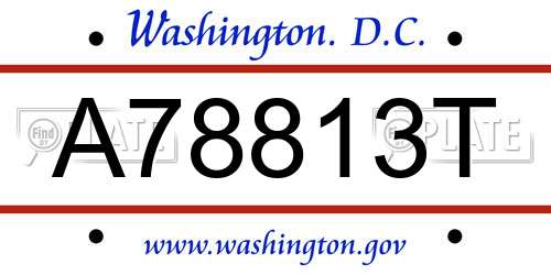 A78813T District Of Columbia License Plate