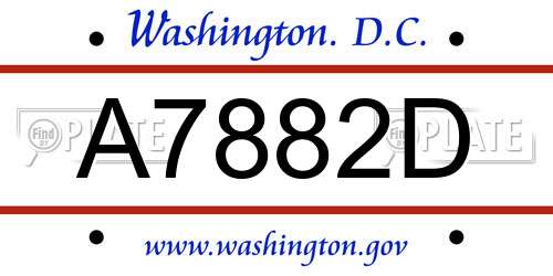 A7882D District Of Columbia License Plate