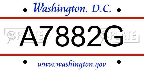 A7882G District Of Columbia License Plate