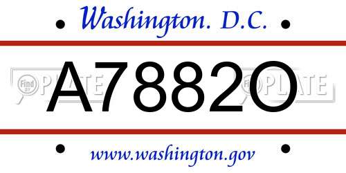 A7882O District Of Columbia License Plate