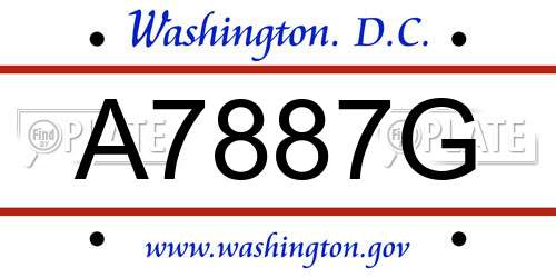 A7887G District Of Columbia License Plate