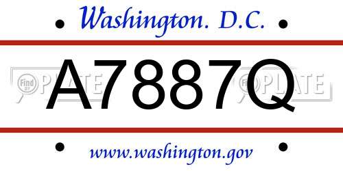 A7887Q District Of Columbia License Plate