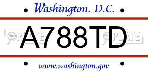 A788TD District Of Columbia License Plate