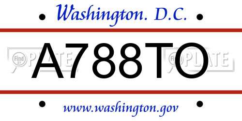 A788TO District Of Columbia License Plate
