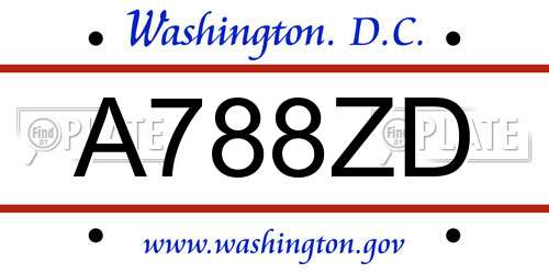 A788ZD District Of Columbia License Plate