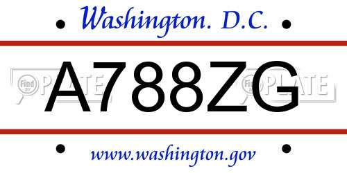 A788ZG District Of Columbia License Plate