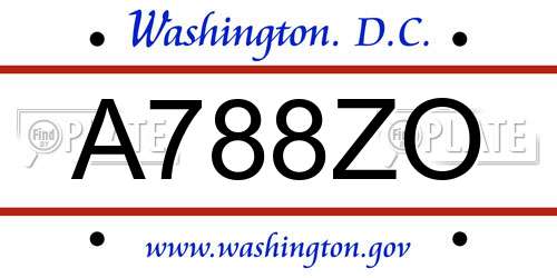 A788ZO District Of Columbia License Plate