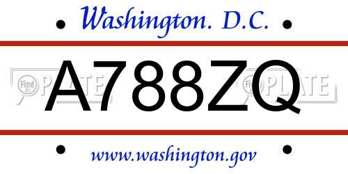 A788ZQ District Of Columbia License Plate