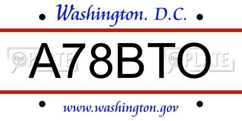 A78BTO District Of Columbia License Plate