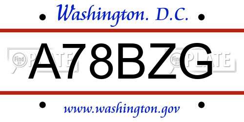 A78BZG District Of Columbia License Plate