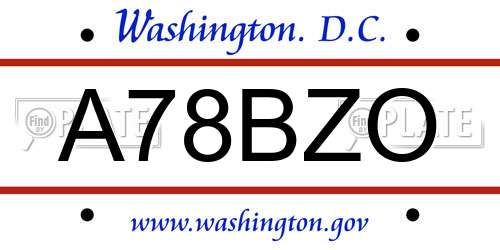 A78BZO District Of Columbia License Plate