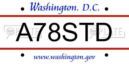 A78STD District Of Columbia License Plate