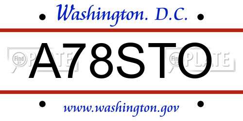 A78STO District Of Columbia License Plate