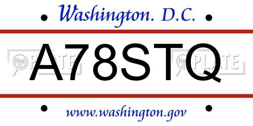 A78STQ District Of Columbia License Plate