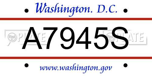 A7945S District Of Columbia License Plate