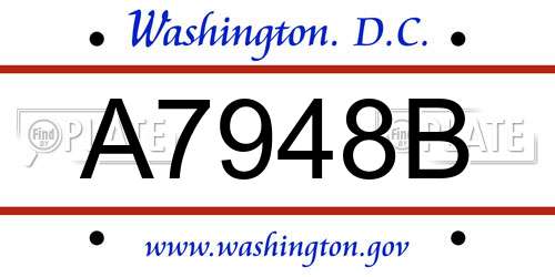 A7948B District Of Columbia License Plate
