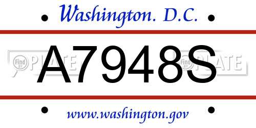 A7948S District Of Columbia License Plate